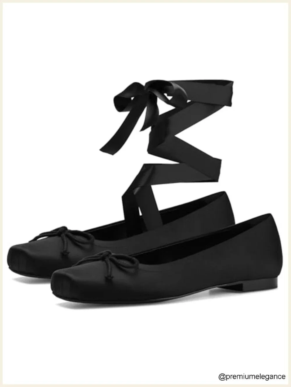 Detachable Ribbon Satin Ballet Flats Square Toe Cushioned Insole Non-Slip